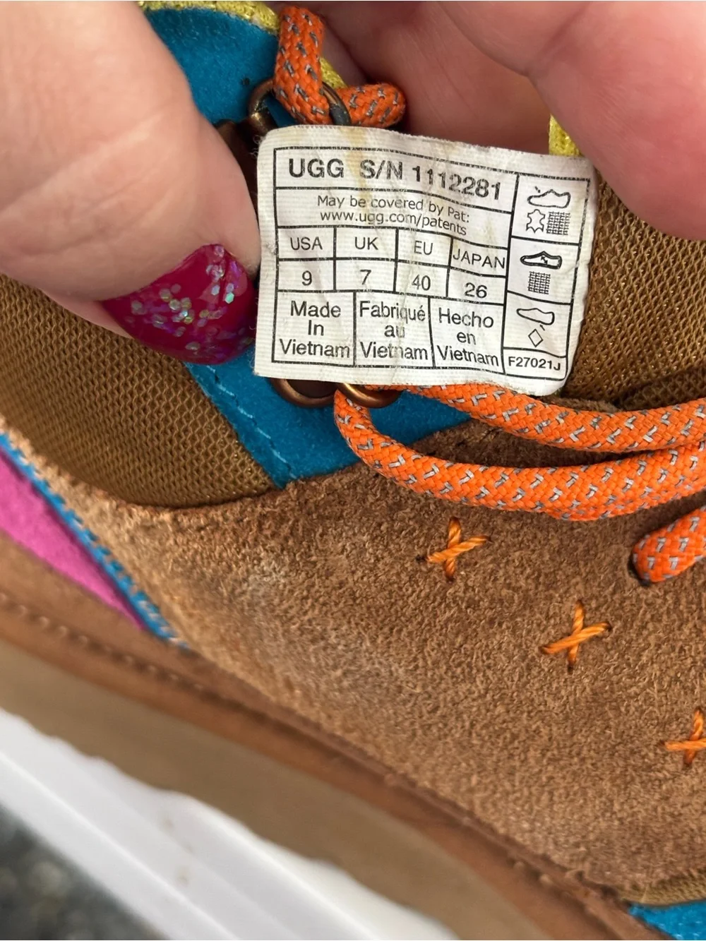 UGG Kids Brown High-Top Sneakers with Blue, Purple & Orange Accents